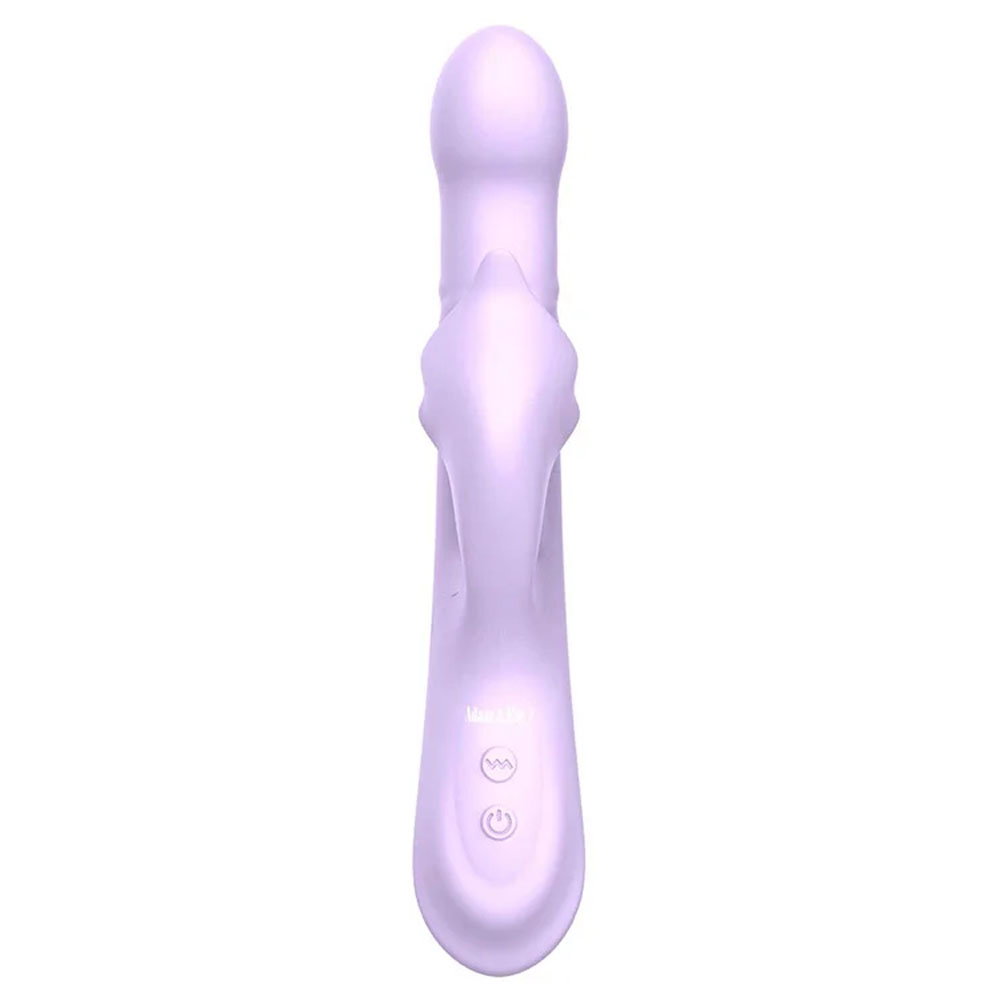 Adam & Eve Eve's Throbber Rabbit Vibrator, a silicone vibrator with curved tip and external stimulator
